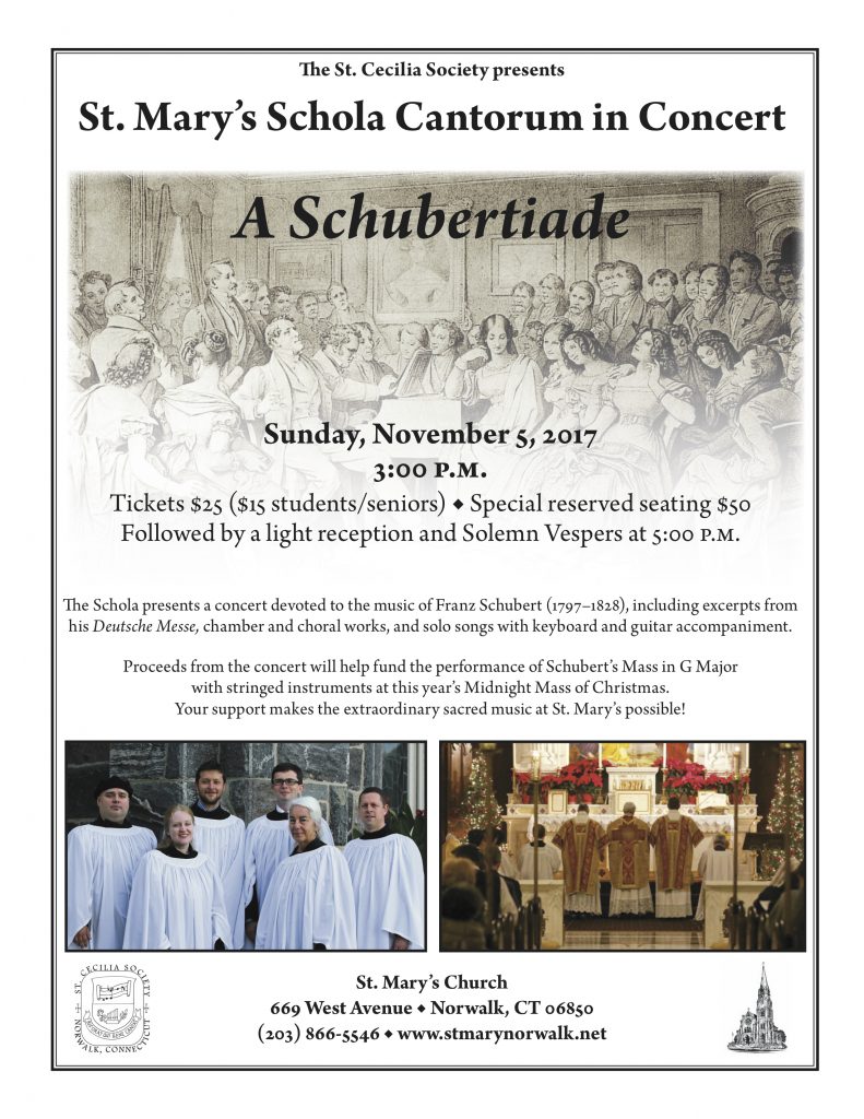 St. Mary's Schola to Perform Schubert [Poster]